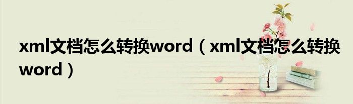 xml文档怎么转换word（xml文档怎么转换word）