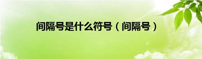 间隔号是什么符号（间隔号）