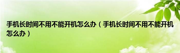 手机长时间不用不能开机怎么办（手机长时间不用不能开机怎么办）