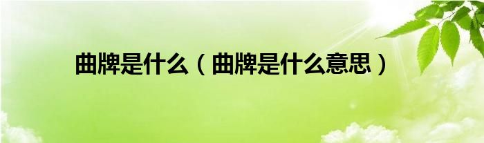 曲牌是什么（曲牌是什么意思）