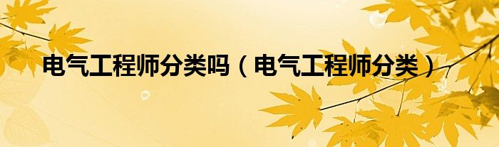 电气工程师分类吗（电气工程师分类）
