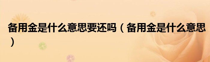 备用金是什么意思要还吗（备用金是什么意思）
