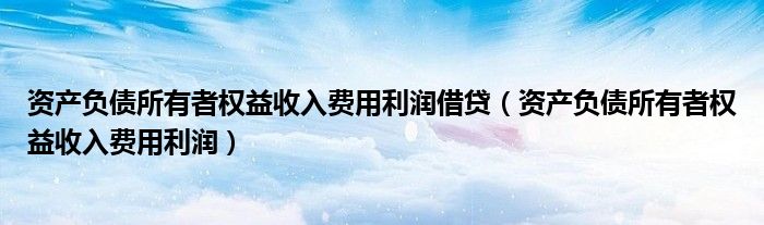 资产负债所有者权益收入费用利润借贷（资产负债所有者权益收入费用利润）