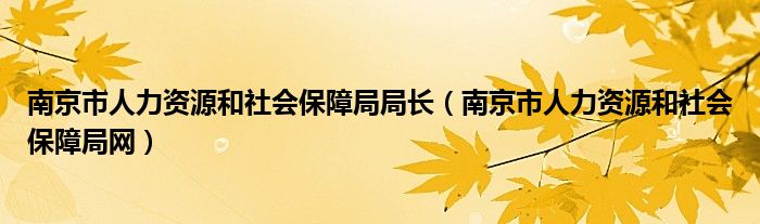 南京市人力资源和社会保障局局长（南京市人力资源和社会保障局网）