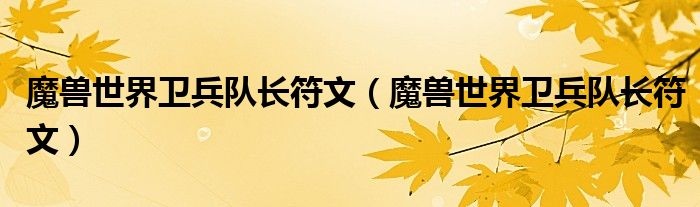 魔兽世界卫兵队长符文（魔兽世界卫兵队长符文）