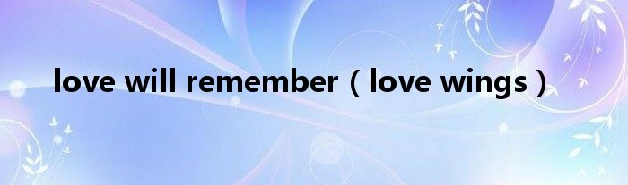 love will remember（love wings）