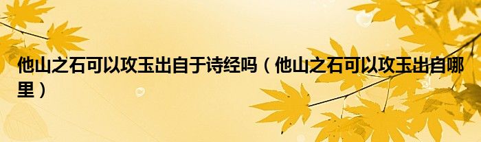 他山之石可以攻玉出自于诗经吗（他山之石可以攻玉出自哪里）