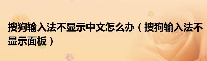 搜狗输入法不显示中文怎么办（搜狗输入法不显示面板）