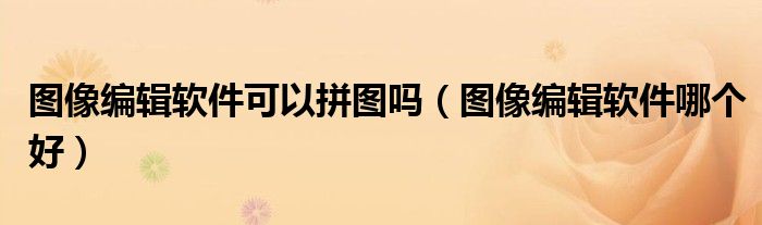 图像编辑软件可以拼图吗（图像编辑软件哪个好）