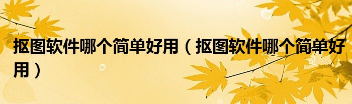 抠图软件哪个简单好用（抠图软件哪个简单好用）