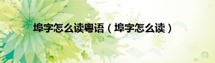 埠字怎么读粤语（埠字怎么读）