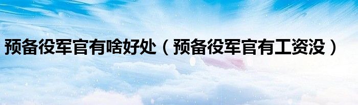 预备役军官有啥好处（预备役军官有工资没）