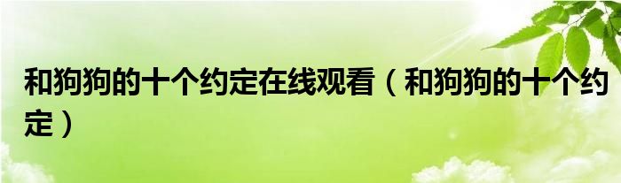 和狗狗的十个约定在线观看（和狗狗的十个约定）
