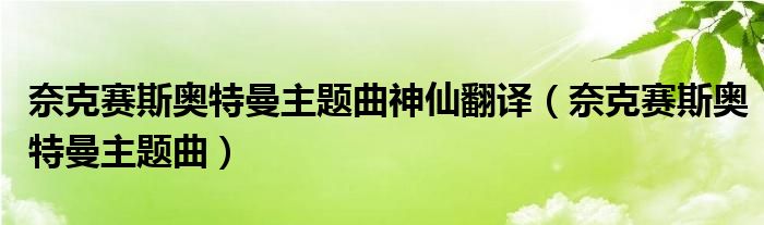 奈克赛斯奥特曼主题曲神仙翻译（奈克赛斯奥特曼主题曲）