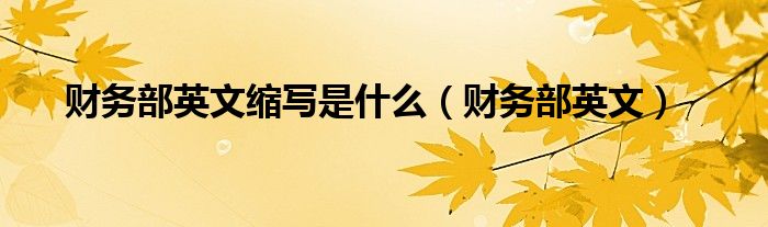财务部英文缩写是什么（财务部英文）