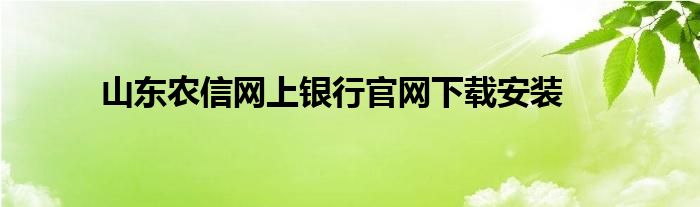 山东农信网上银行官网下载安装