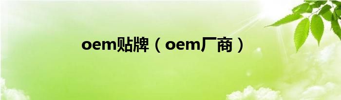 oem贴牌（oem厂商）