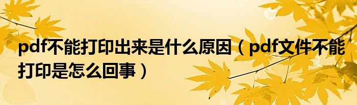 pdf不能打印出来是什么原因（pdf文件不能打印是怎么回事）