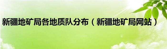 新疆地矿局各地质队分布（新疆地矿局网站）