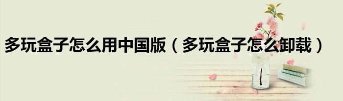 多玩盒子怎么用中国版（多玩盒子怎么卸载）