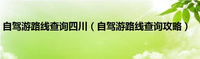 自驾游路线查询四川（自驾游路线查询攻略）