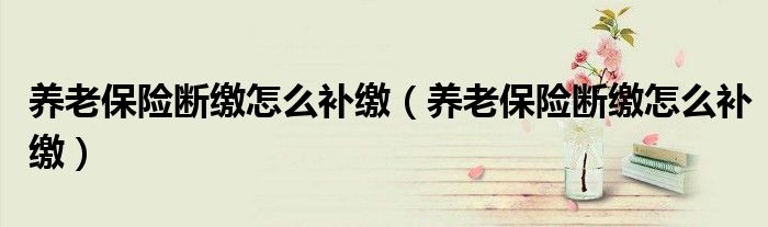 养老保险断缴怎么补缴（养老保险断缴怎么补缴）