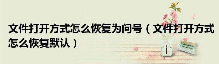 文件打开方式怎么恢复为问号（文件打开方式怎么恢复默认）