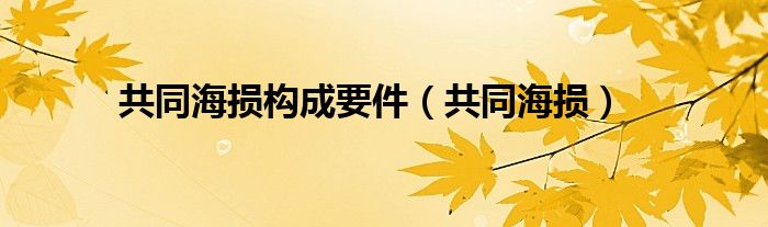 共同海损构成要件（共同海损）
