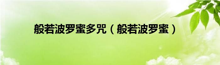 般若波罗蜜多咒（般若波罗蜜）
