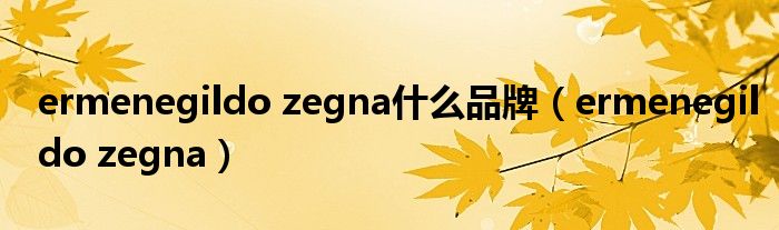 ermenegildo zegna什么品牌（ermenegildo zegna）