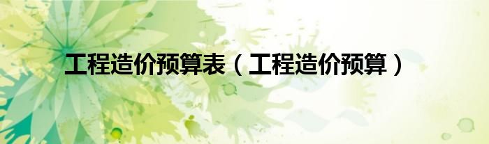 工程造价预算表（工程造价预算）