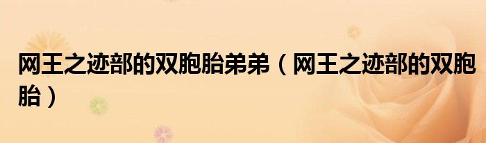 网王之迹部的双胞胎弟弟（网王之迹部的双胞胎）