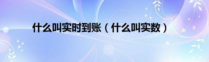 什么叫实时到账（什么叫实数）