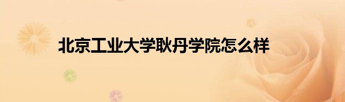 北京工业大学耿丹学院怎么样