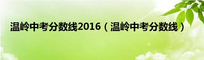 温岭中考分数线2016（温岭中考分数线）