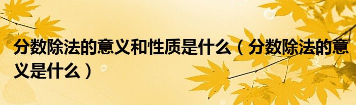 分数除法的意义和性质是什么（分数除法的意义是什么）