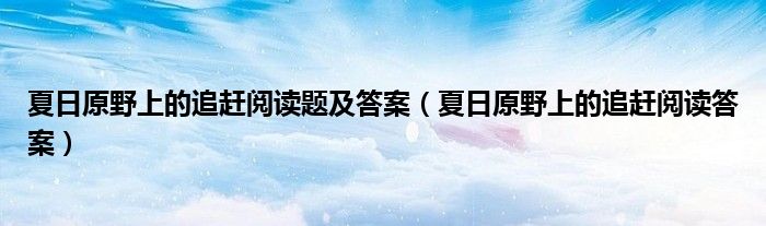 夏日原野上的追赶阅读题及答案（夏日原野上的追赶阅读答案）