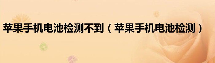 苹果手机电池检测不到（苹果手机电池检测）