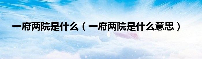 一府两院是什么（一府两院是什么意思）