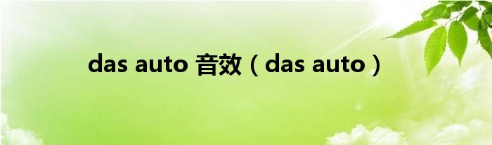 das auto 音效（das auto）