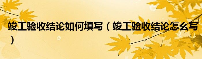 竣工验收结论如何填写（竣工验收结论怎么写）