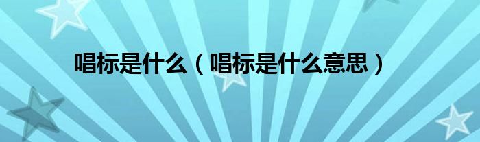 唱标是什么（唱标是什么意思）