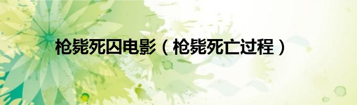 枪毙死囚电影（枪毙死亡过程）
