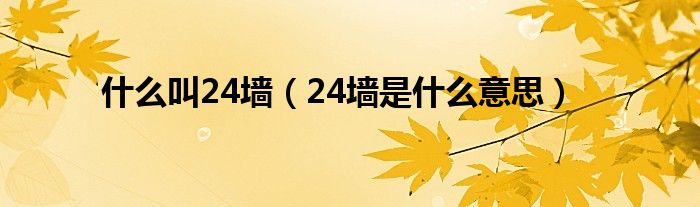 什么叫24墙（24墙是什么意思）