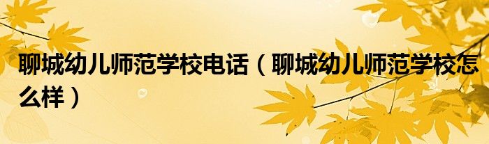 聊城幼儿师范学校电话（聊城幼儿师范学校怎么样）