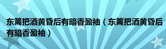 东篱把酒黄昏后有暗香盈袖（东篱把酒黄昏后有暗香盈袖）