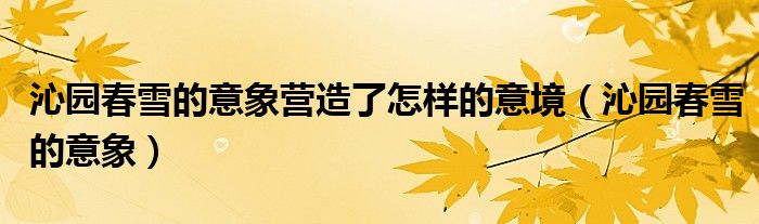 沁园春雪的意象营造了怎样的意境（沁园春雪的意象）