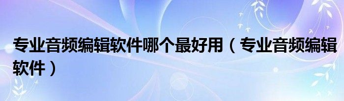 专业音频编辑软件哪个最好用（专业音频编辑软件）