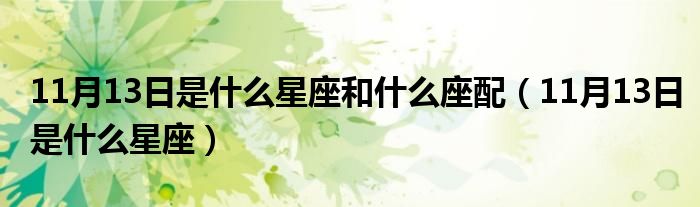 11月13日是什么星座和什么座配（11月13日是什么星座）