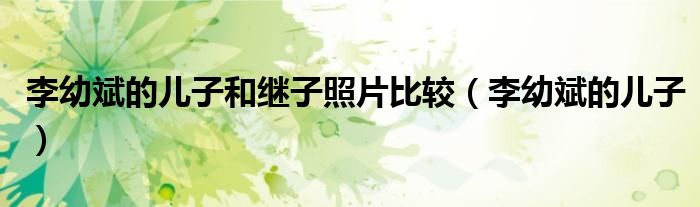 李幼斌的儿子和继子照片比较（李幼斌的儿子）